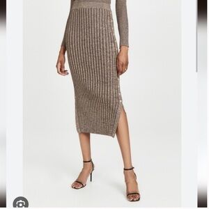 House of Harlow size small Knit Midi Skirt Side Button Black Gray Combo NWT $128